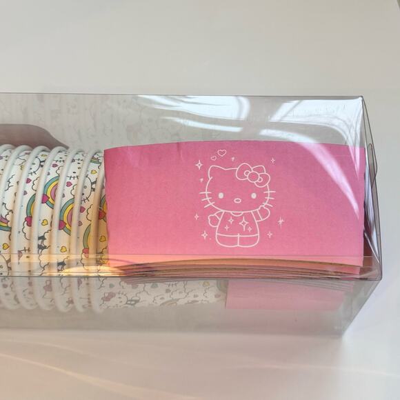 Hello Kitty Sanrio Hot Cups Set of 10 Cups with Lids and Sleeves Rainbow Clouds - Picture 7 of 9
